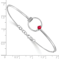 14k White Polished Diamond and Ruby Circle 7in w/.5in ext Bracelet-BM6886-RU-009-WA