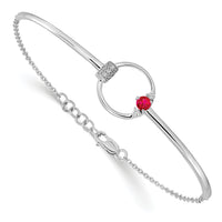 14k White Polished Diamond and Ruby Circle 7in w/.5in ext Bracelet-BM6886-RU-009-WA