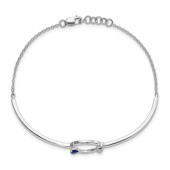 14k White Diamond and Blue Sapphire Circle 7in w/.5in ext Bracelet-BM6886-SA-009-WA