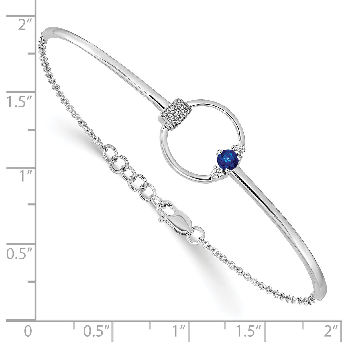 14k White Diamond and Blue Sapphire Circle 7in w/.5in ext Bracelet-BM6886-SA-009-WA