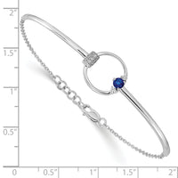 14k White Diamond and Blue Sapphire Circle 7in w/.5in ext Bracelet-BM6886-SA-009-WA