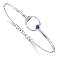 14k White Diamond and Blue Sapphire Circle 7in w/.5in ext Bracelet-BM6886-SA-009-WA
