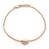 14k Rose Gold Polished Diamond Love Knot 7in w/.5in ext Bracelet-BM6889-012-RA