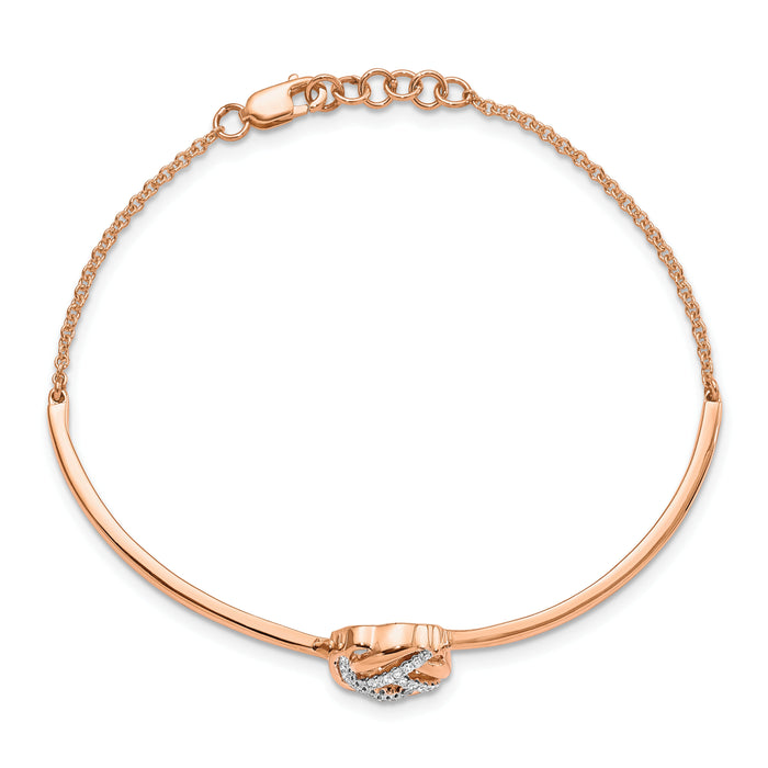 14k Rose Gold Polished Diamond Love Knot 7in w/.5in ext Bracelet-BM6889-012-RA