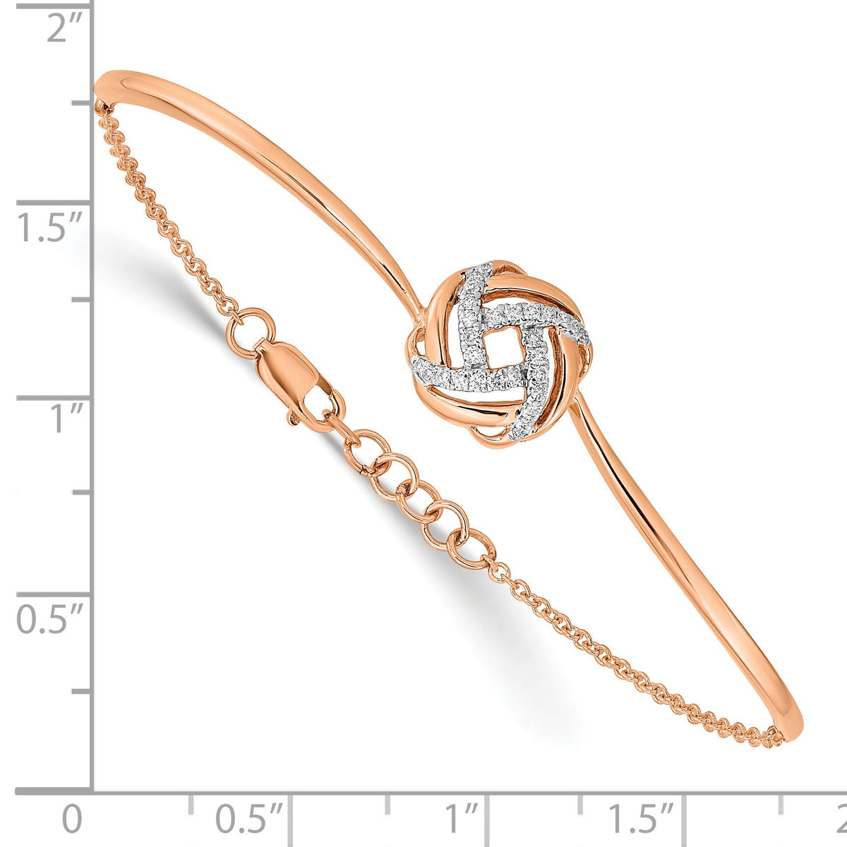 14k Rose Gold Polished Diamond Love Knot 7in w/.5in ext Bracelet-BM6889-012-RA