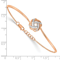 14k Rose Gold Polished Diamond Love Knot 7in w/.5in ext Bracelet-BM6889-012-RA