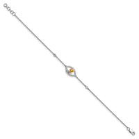14k White Gold Polished Diamond and Citrine w/.5in Ext Bracelet-BM6896-CI-020-WA