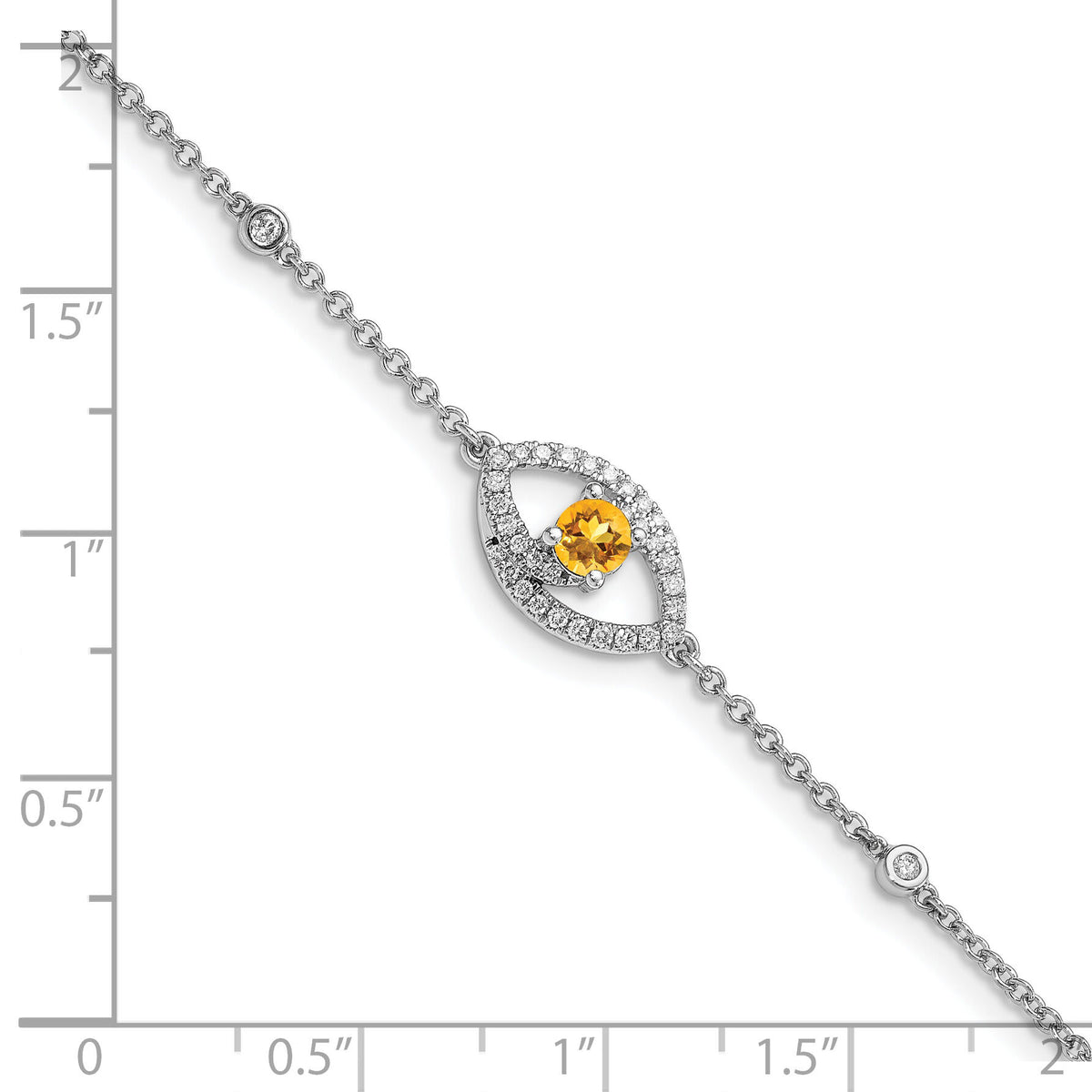14k White Gold Polished Diamond and Citrine w/.5in Ext Bracelet-BM6896-CI-020-WA