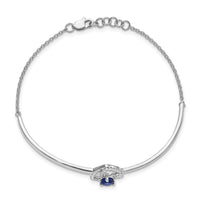 14k White Gold Diamond/Sapphire Triangles 7in w/.5in ext Bracelet-BM6898-SA-020-WA