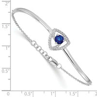 14k White Gold Diamond/Sapphire Triangles 7in w/.5in ext Bracelet-BM6898-SA-020-WA