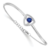 14k White Gold Diamond/Sapphire Triangles 7in w/.5in ext Bracelet-BM6898-SA-020-WA
