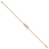 14k Rose Gold Diamond Circles w/Star Dangle 7in Bracelet-BM6903-015-RA