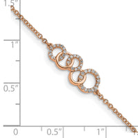 14k Rose Gold Diamond Circles w/Star Dangle 7in Bracelet-BM6903-015-RA
