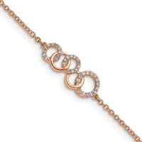 14k Rose Gold Diamond Circles w/Star Dangle 7in Bracelet-BM6903-015-RA
