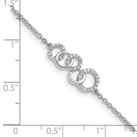 14k White Gold Diamond Circles w/Star Dangle 7in Bracelet-BM6903-015-WA