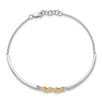 14k Two-tone Polished Diamond Circles Bar 7in w/.5in ext Bracelet-BM6906-020-WYA