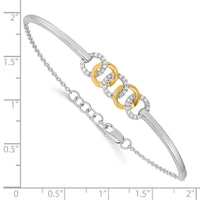 14k Two-tone Polished Diamond Circles Bar 7in w/.5in ext Bracelet-BM6906-020-WYA