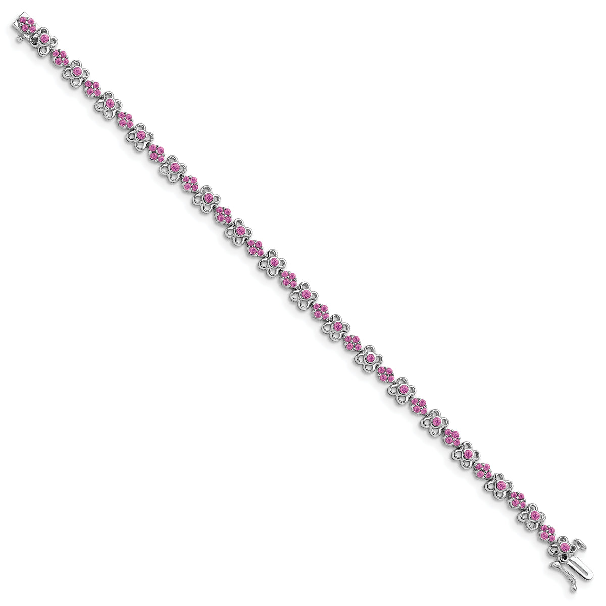 14k White Gold Created Pink Sapphire Bracelet-BM7146-CPS-WA