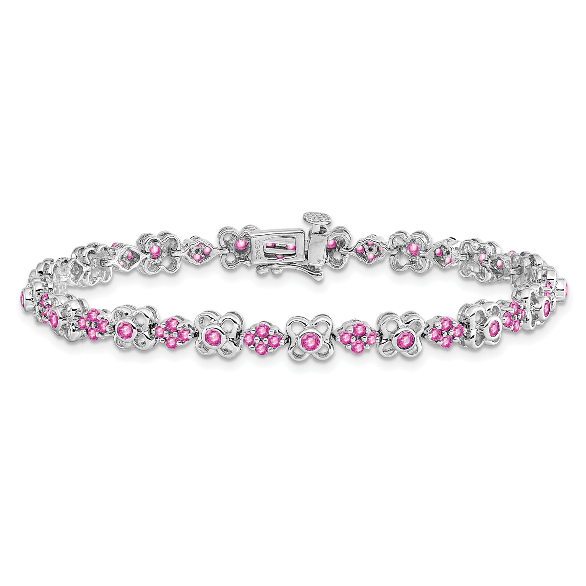 14k White Gold Created Pink Sapphire Bracelet-BM7146-CPS-WA