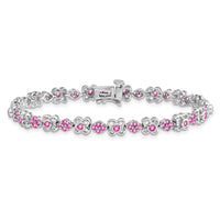 14k White Gold Created Pink Sapphire Bracelet-BM7146-CPS-WA