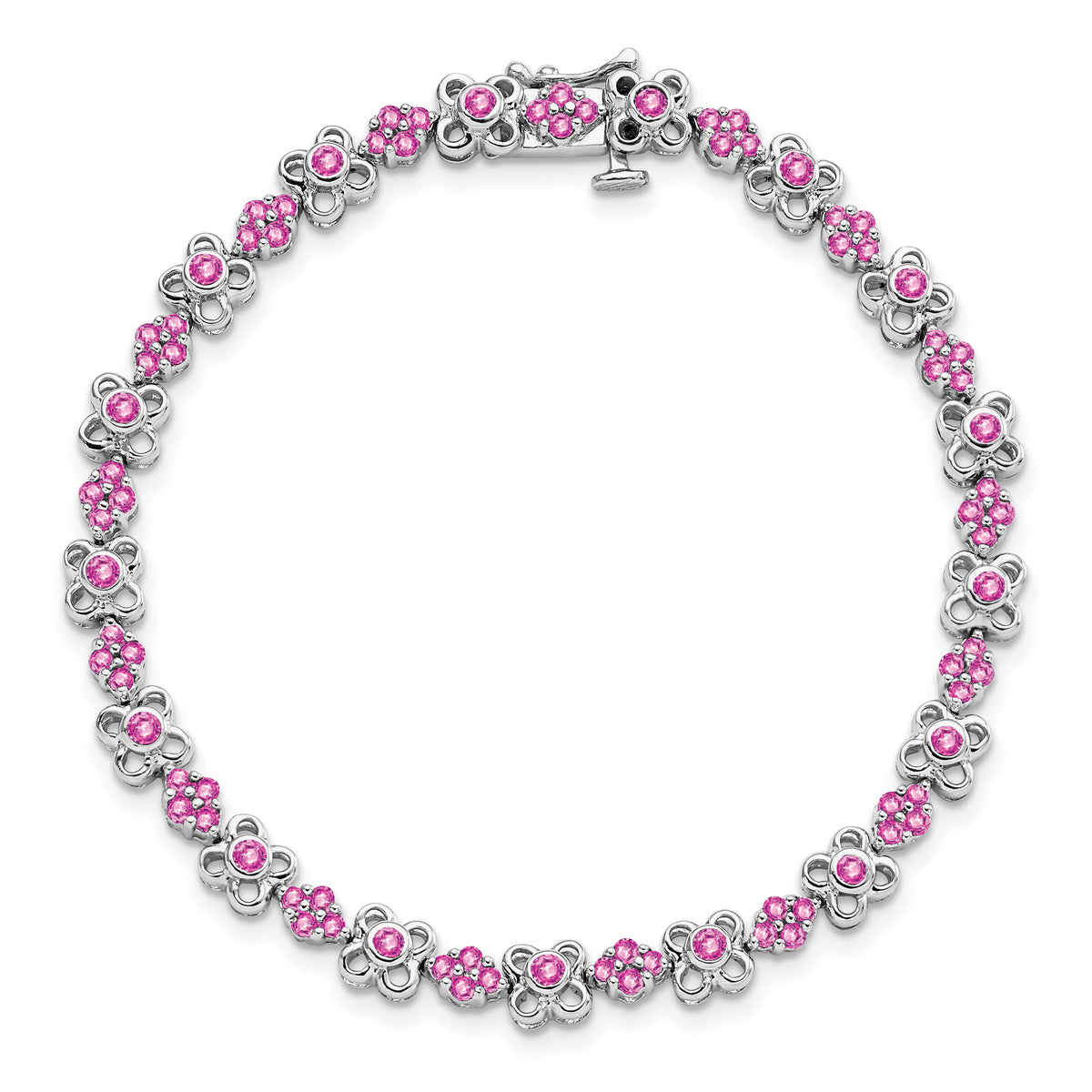 14k White Gold Created Pink Sapphire Bracelet-BM7146-CPS-WA