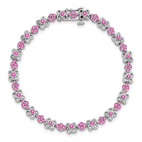 14k White Gold Created Pink Sapphire Bracelet-BM7146-CPS-WA