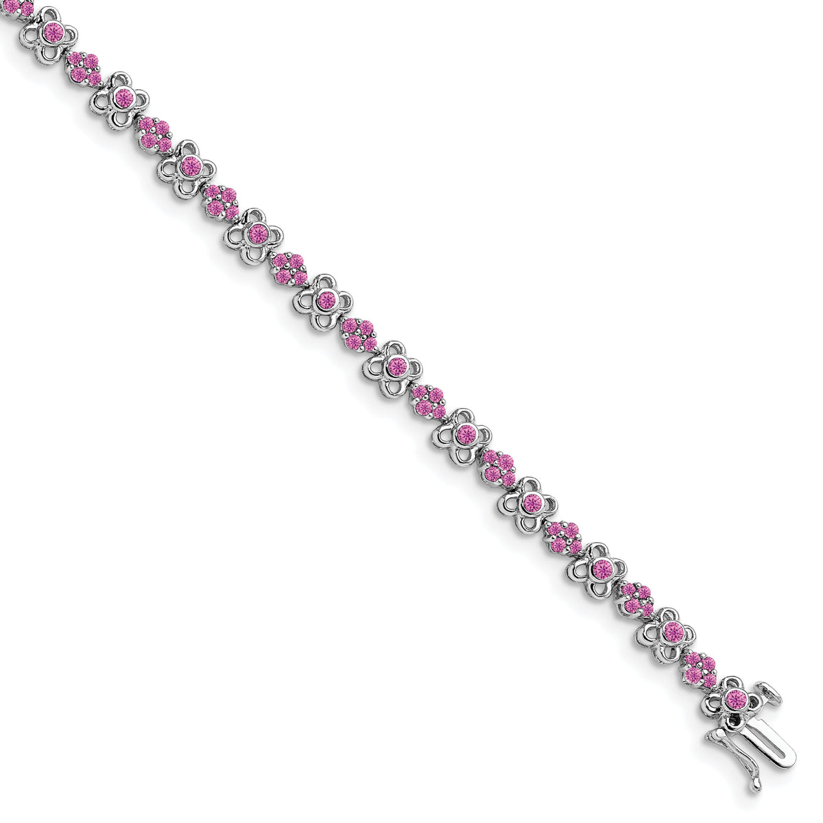 14k White Gold Created Pink Sapphire Bracelet-BM7146-CPS-WA
