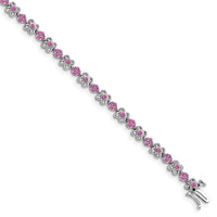 14k White Gold Created Pink Sapphire Bracelet-BM7146-CPS-WA
