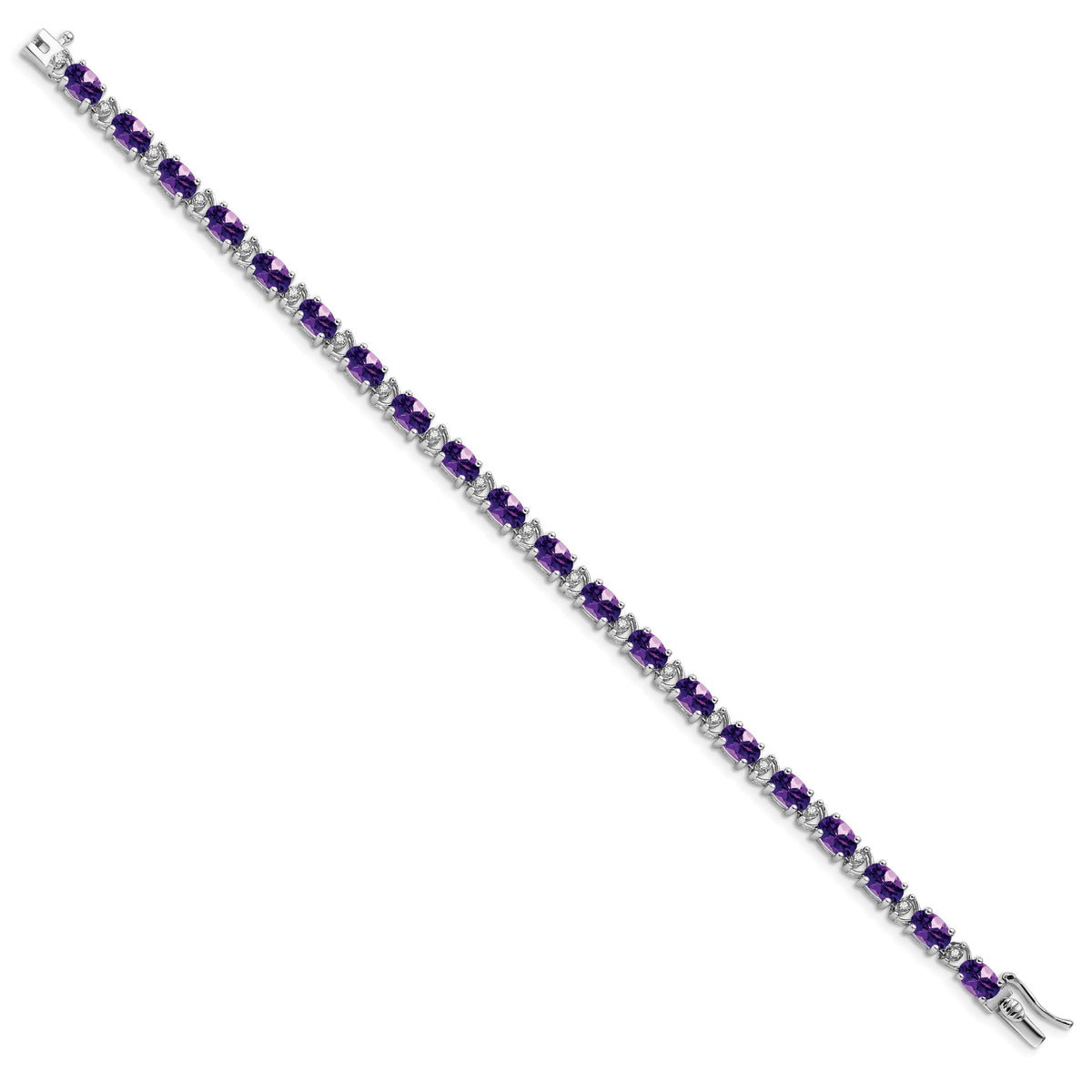 14k White Gold Oval Amethyst and Diamond Bracelet-BM7147-AM-010-WA