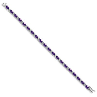 14k White Gold Oval Amethyst and Diamond Bracelet-BM7147-AM-010-WA