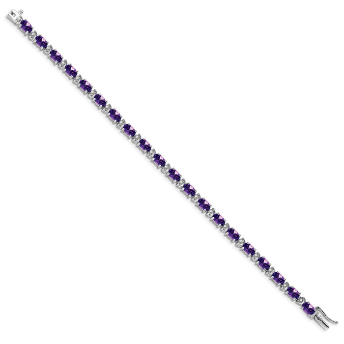 14k White Gold Oval Amethyst and Diamond Bracelet-BM7147-AM-010-WA