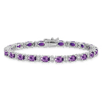 14k White Gold Oval Amethyst and Diamond Bracelet-BM7147-AM-010-WA