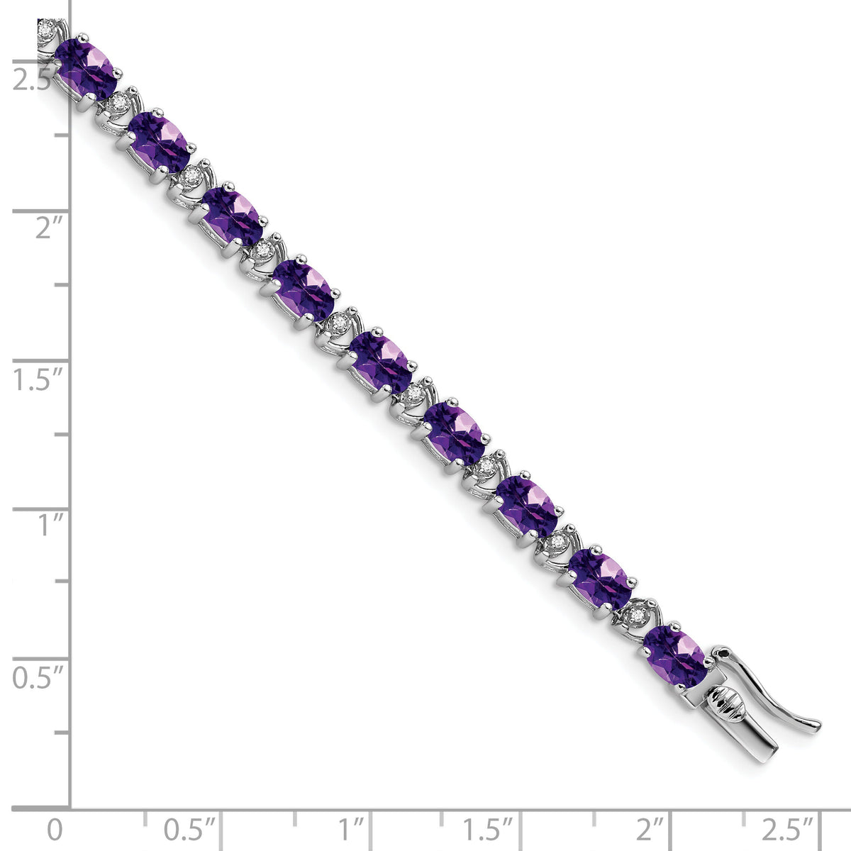 14k White Gold Oval Amethyst and Diamond Bracelet-BM7147-AM-010-WA