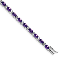 14k White Gold Oval Amethyst and Diamond Bracelet-BM7147-AM-010-WA