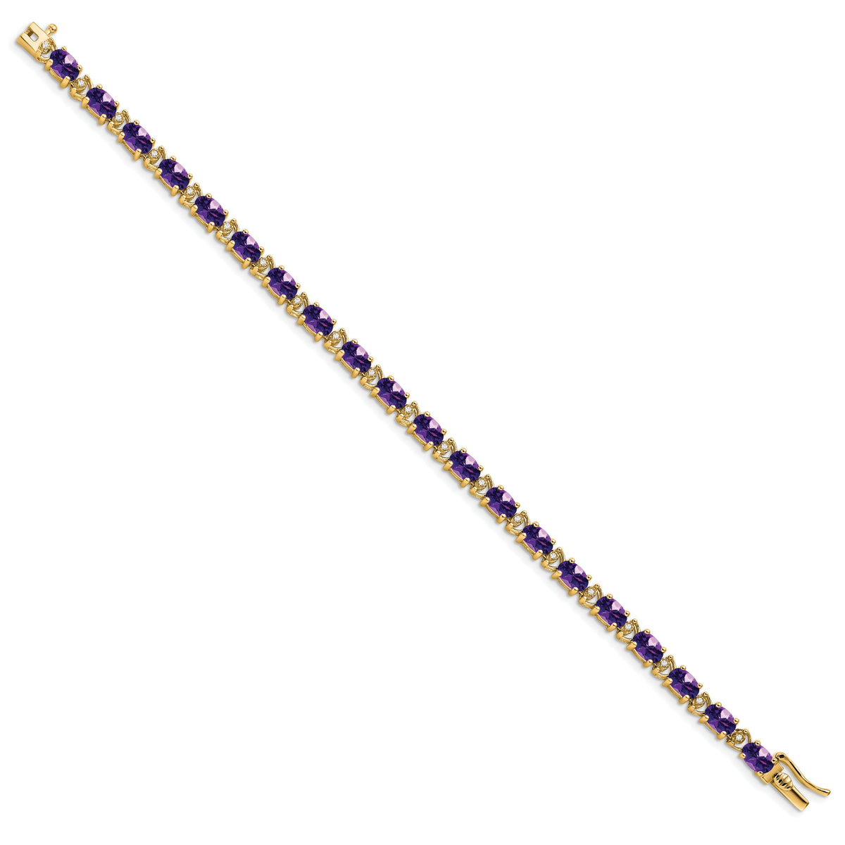 14k Oval Amethyst and Diamond Bracelet-BM7147-AM-010-YA