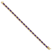 14k Oval Amethyst and Diamond Bracelet-BM7147-AM-010-YA
