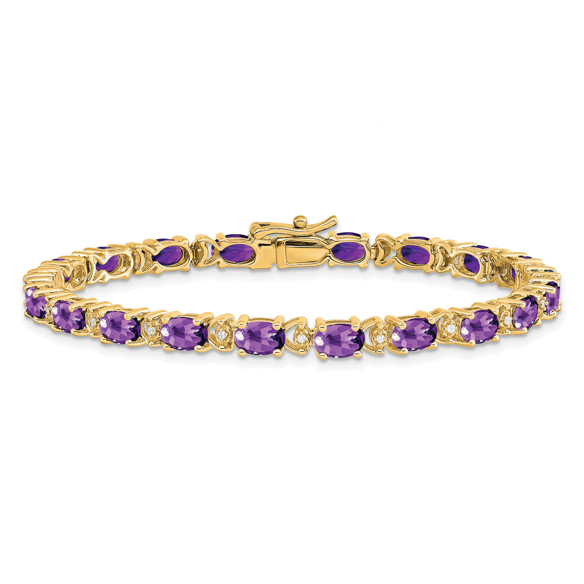 14k Oval Amethyst and Diamond Bracelet-BM7147-AM-010-YA