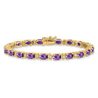 14k Oval Amethyst and Diamond Bracelet-BM7147-AM-010-YA