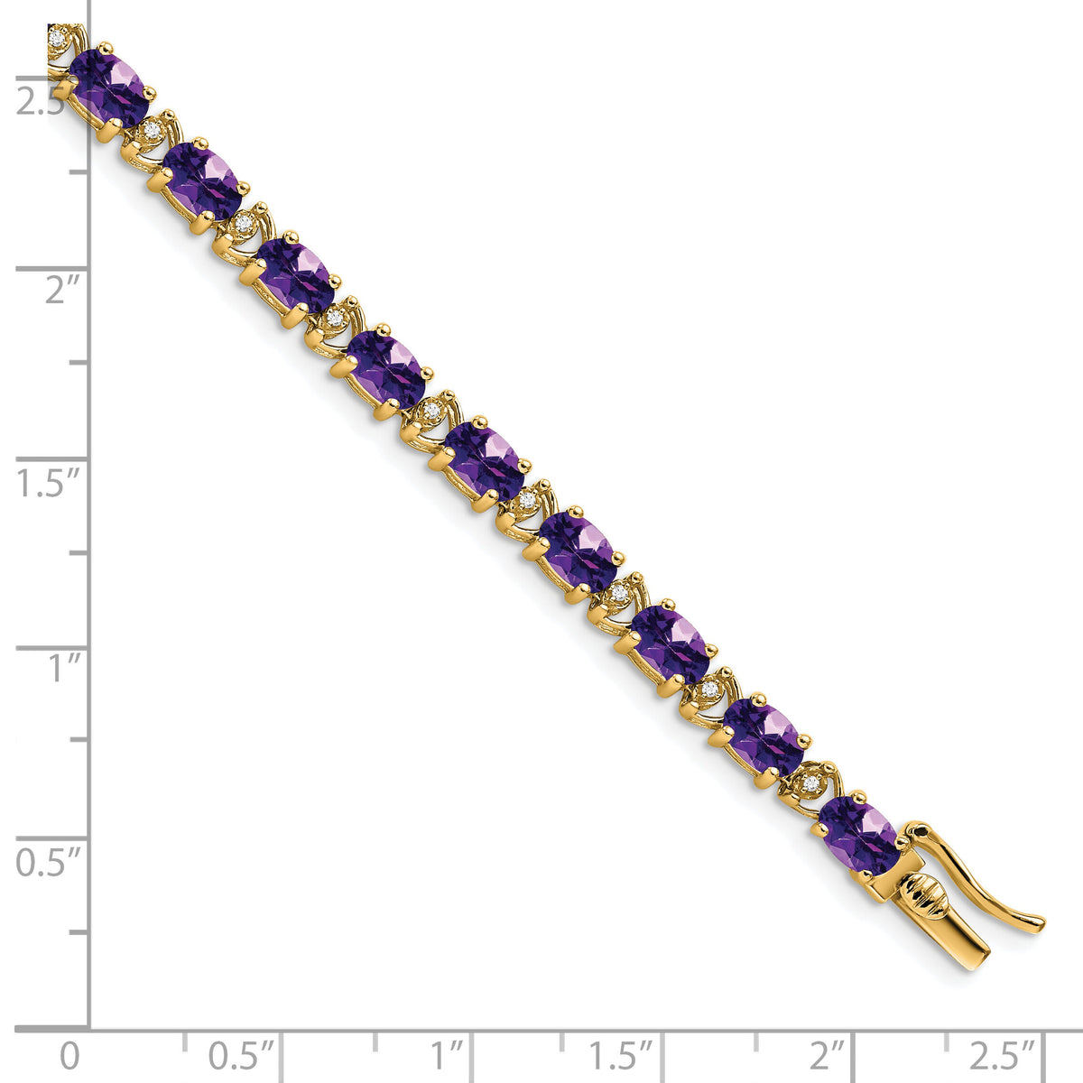 14k Oval Amethyst and Diamond Bracelet-BM7147-AM-010-YA