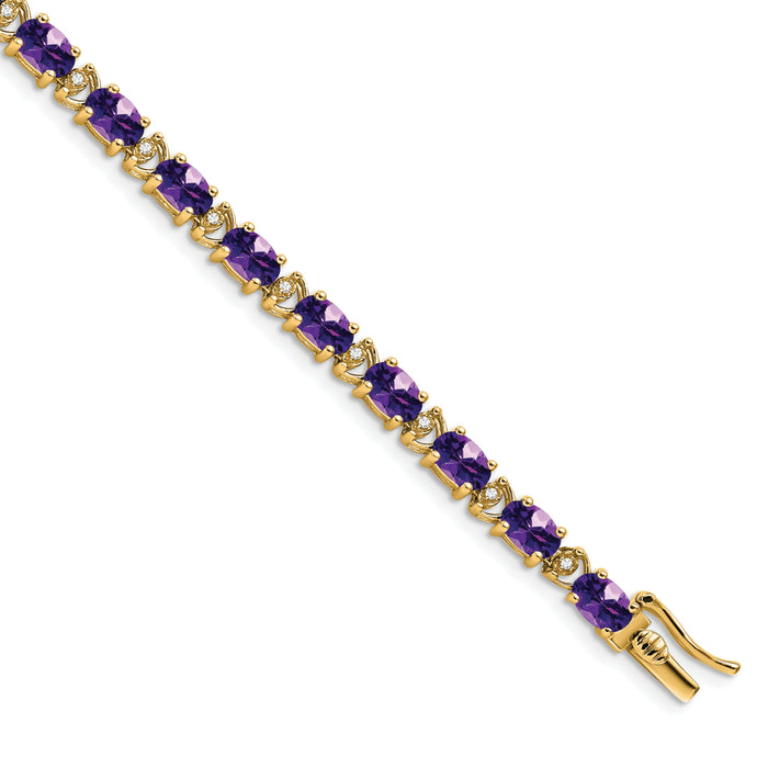 14k Oval Amethyst and Diamond Bracelet-BM7147-AM-010-YA