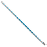 14k White Gold Oval Blue Topaz and Diamond Bracelet-BM7147-BT-010-WA