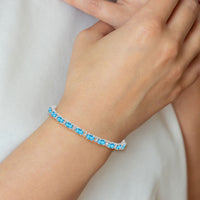 14k White Gold Oval Blue Topaz and Diamond Bracelet-BM7147-BT-010-WA
