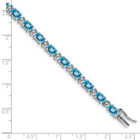 14k White Gold Oval Blue Topaz and Diamond Bracelet-BM7147-BT-010-WA