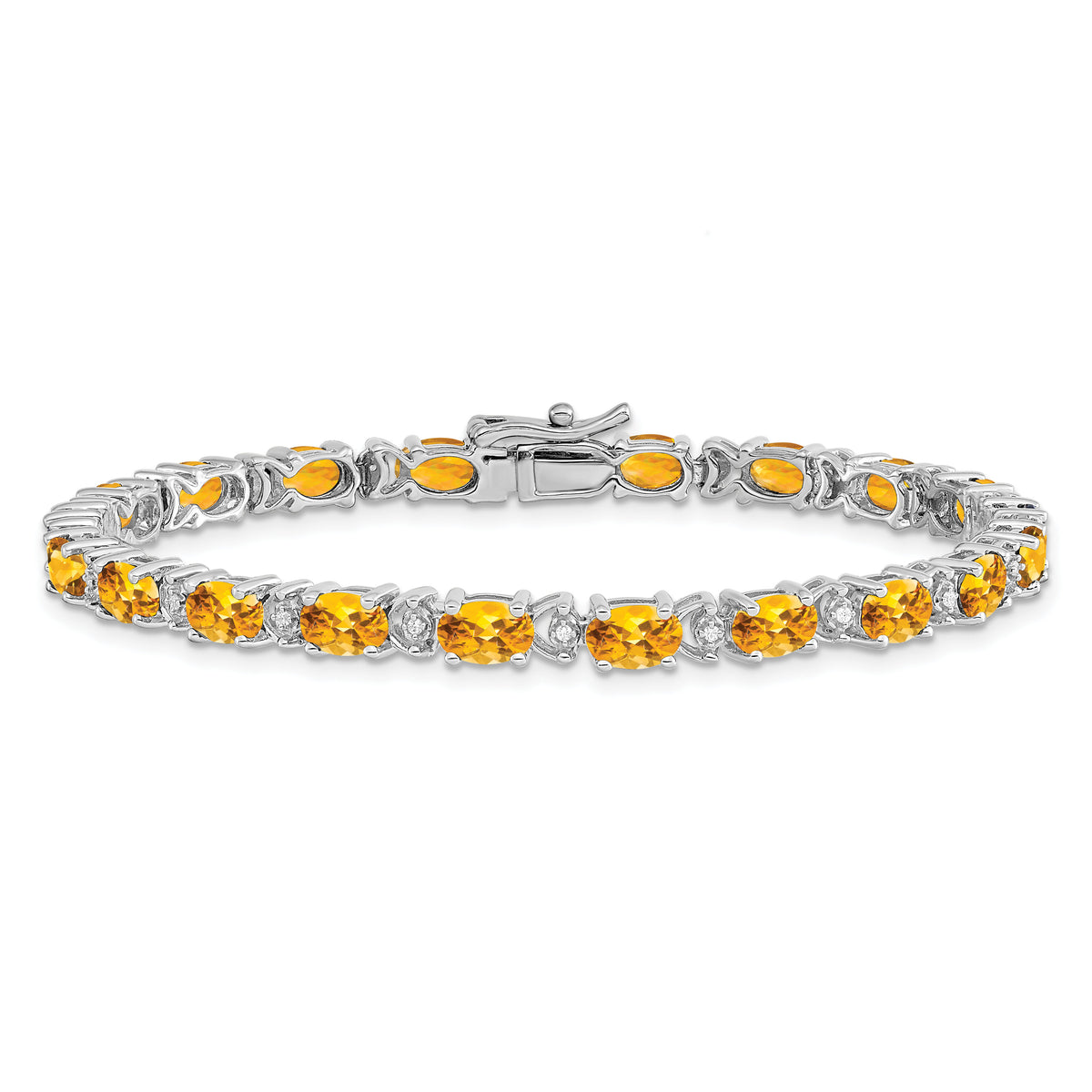 14k White Gold Oval Citrine and Diamond Bracelet-BM7147-CI-010-WA