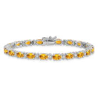 14k White Gold Oval Citrine and Diamond Bracelet-BM7147-CI-010-WA