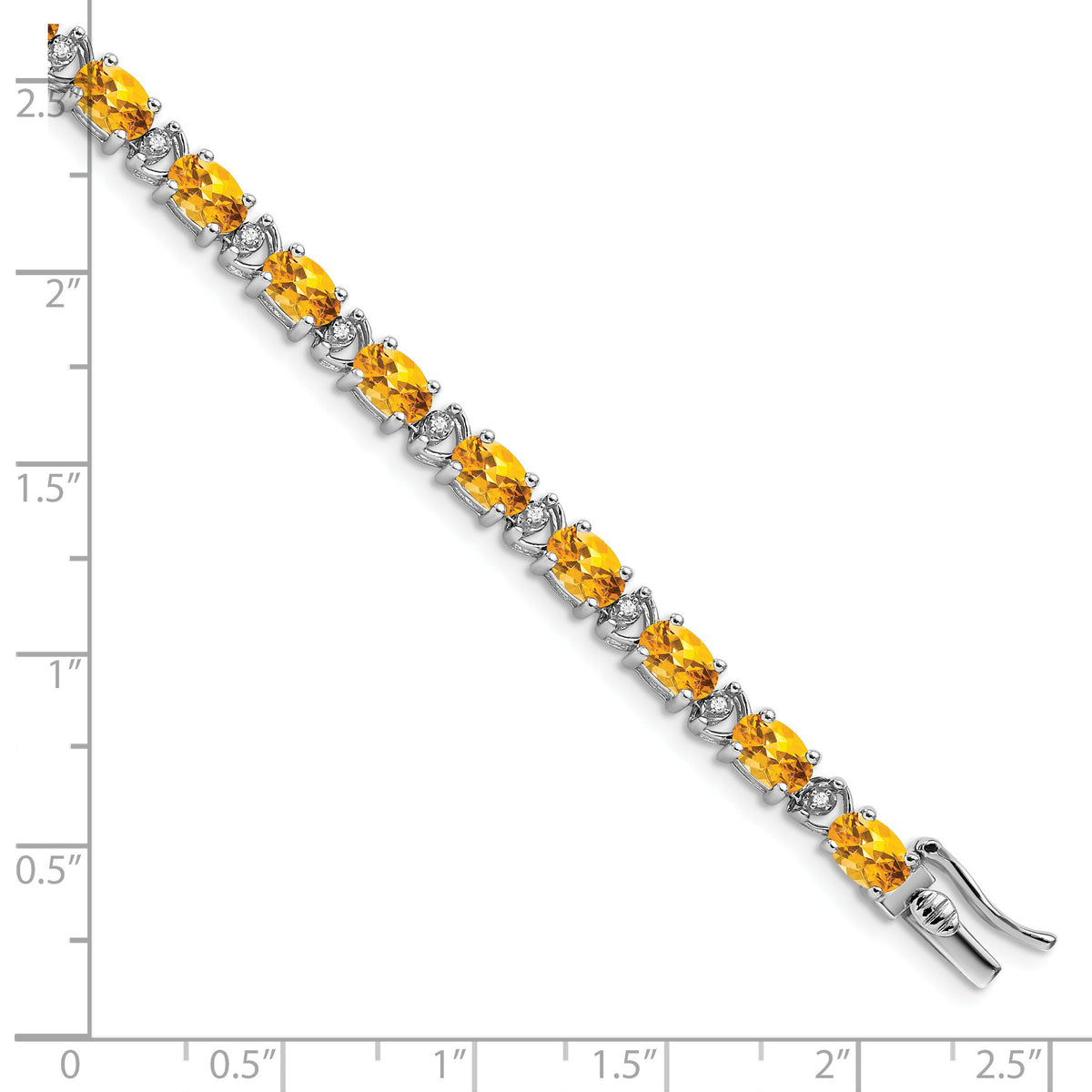 14k White Gold Oval Citrine and Diamond Bracelet-BM7147-CI-010-WA