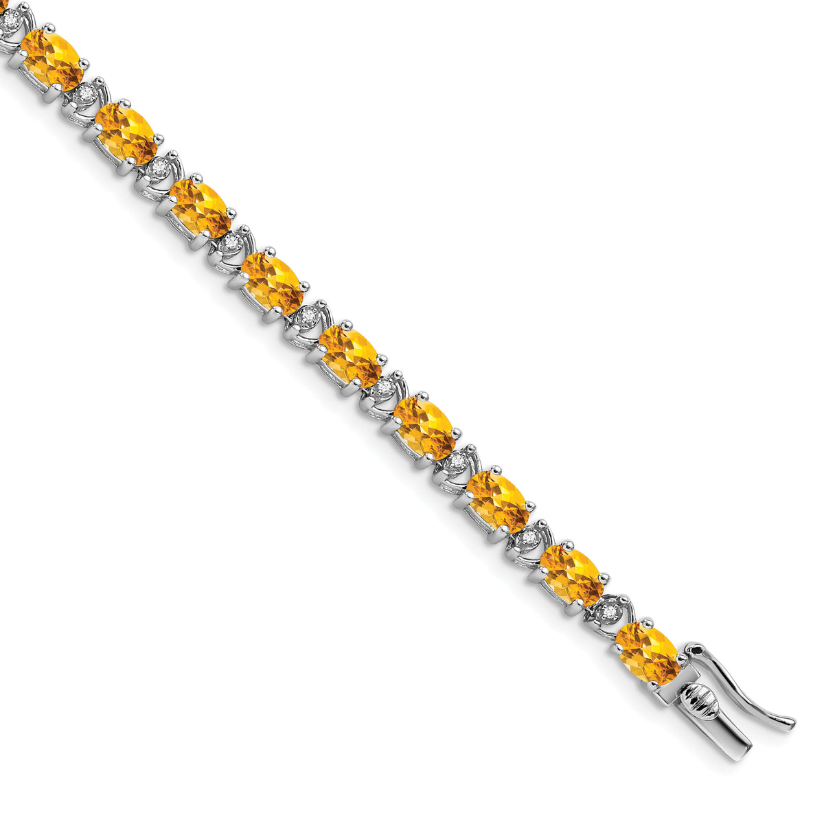 14k White Gold Oval Citrine and Diamond Bracelet-BM7147-CI-010-WA