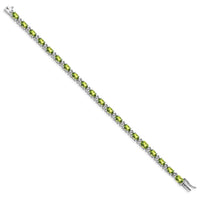 14k White Gold Oval Peridot and Diamond Bracelet-BM7147-PE-010-WA