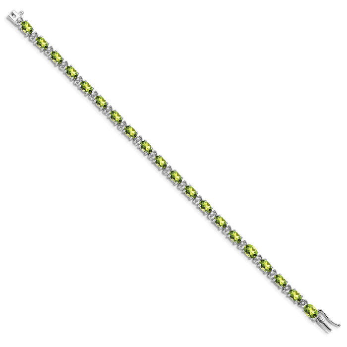 14k White Gold Oval Peridot and Diamond Bracelet-BM7147-PE-010-WA
