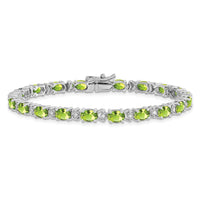 14k White Gold Oval Peridot and Diamond Bracelet-BM7147-PE-010-WA